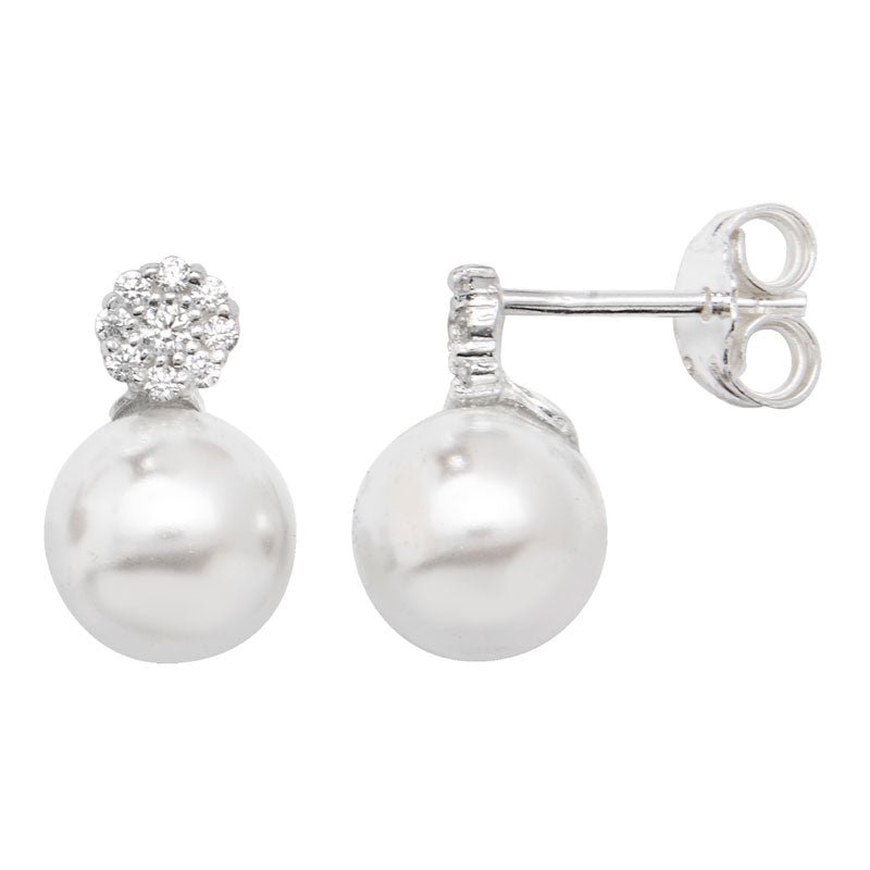 Cubic Zirconia and Pearl Stud Earrings - Popular trends empire