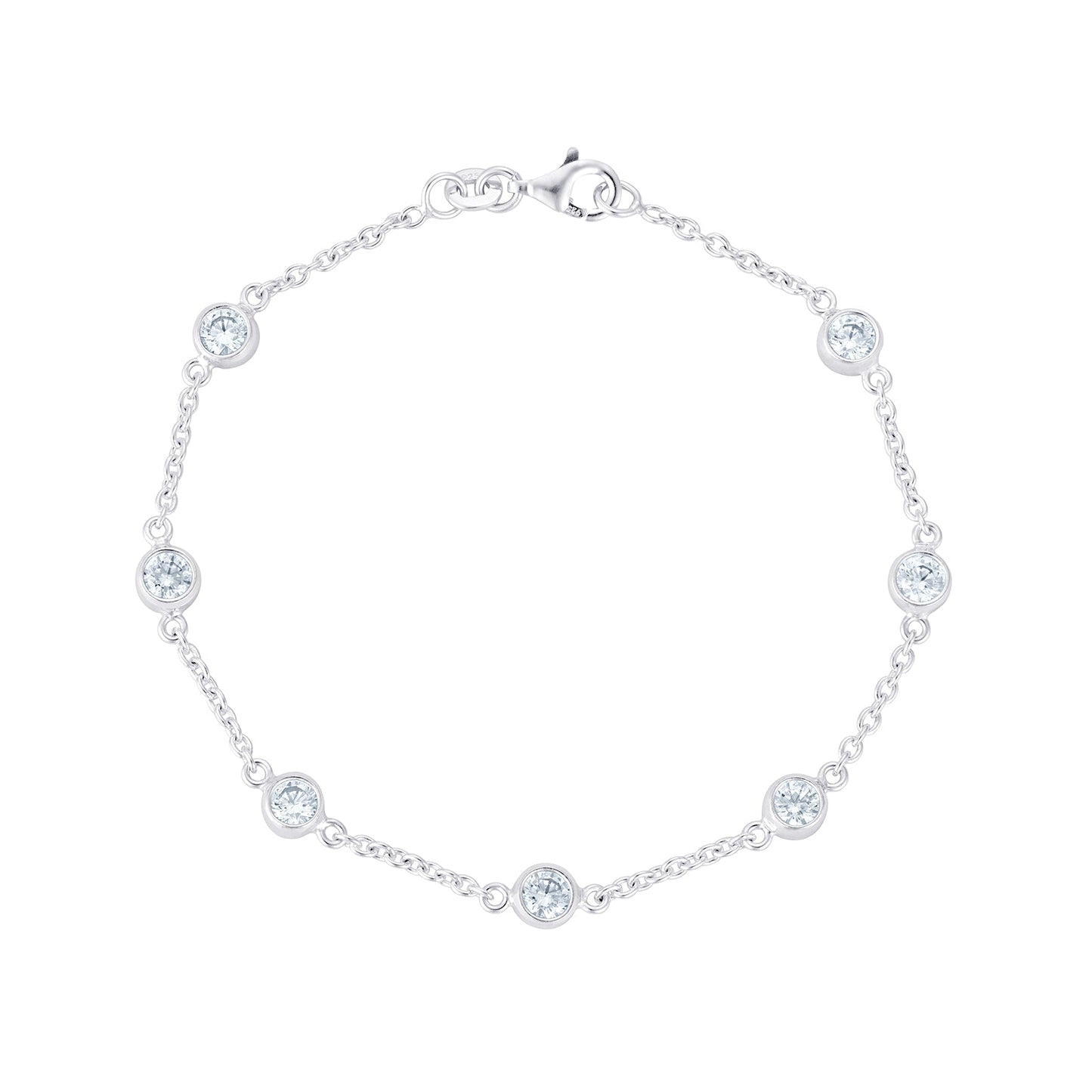 Cubic Zirconia Bezel Set Station Bracelet - Popular trends empire