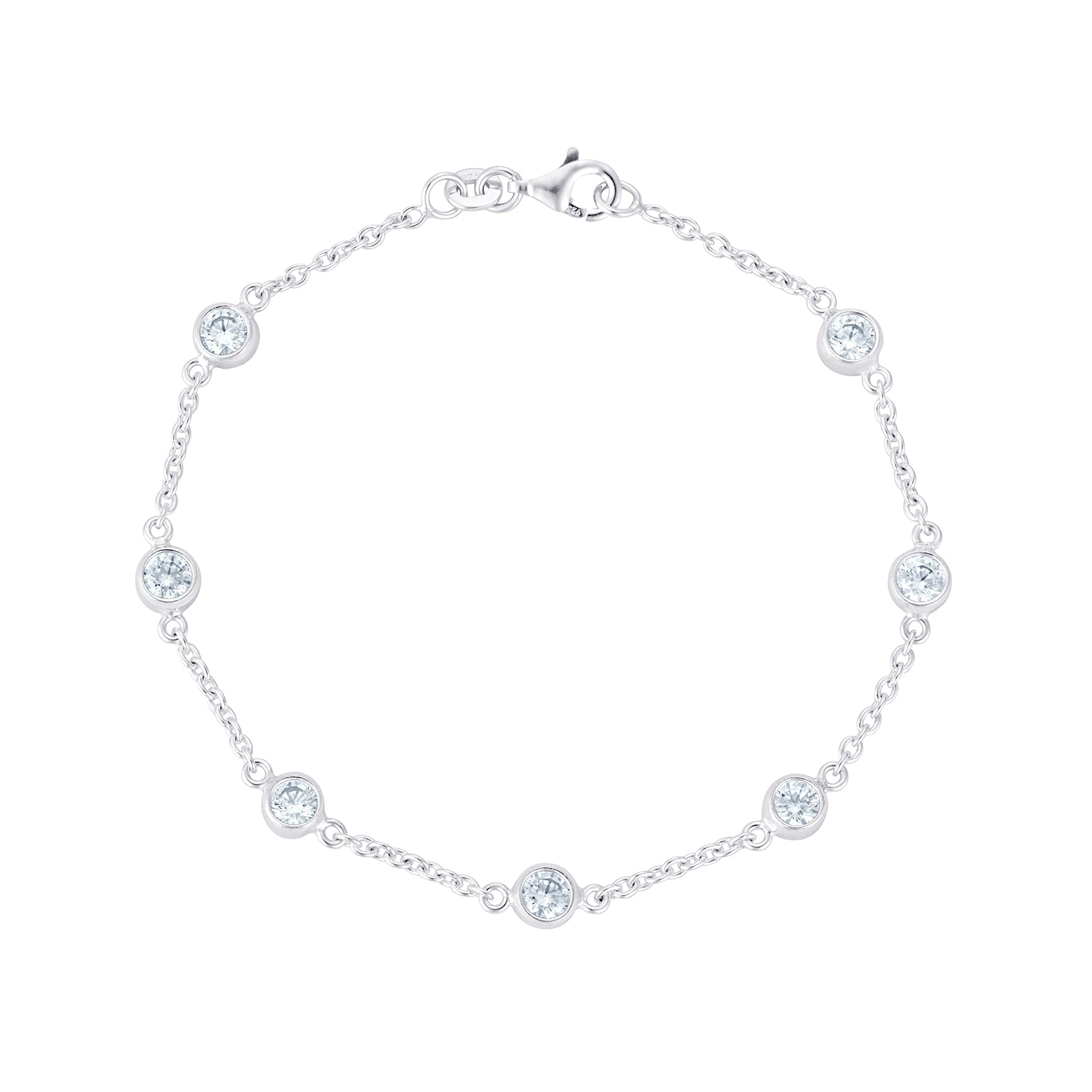 Cubic Zirconia Bezel Set Station Bracelet - Popular trends empire