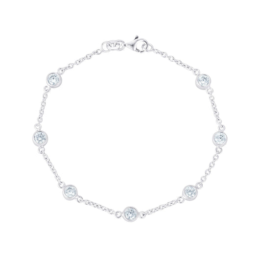 Cubic Zirconia Bezel Set Station Bracelet - Popular trends empire