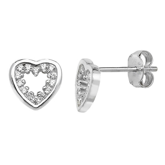 Cubic Zirconia Heart Outline Earrings - Popular trends empire