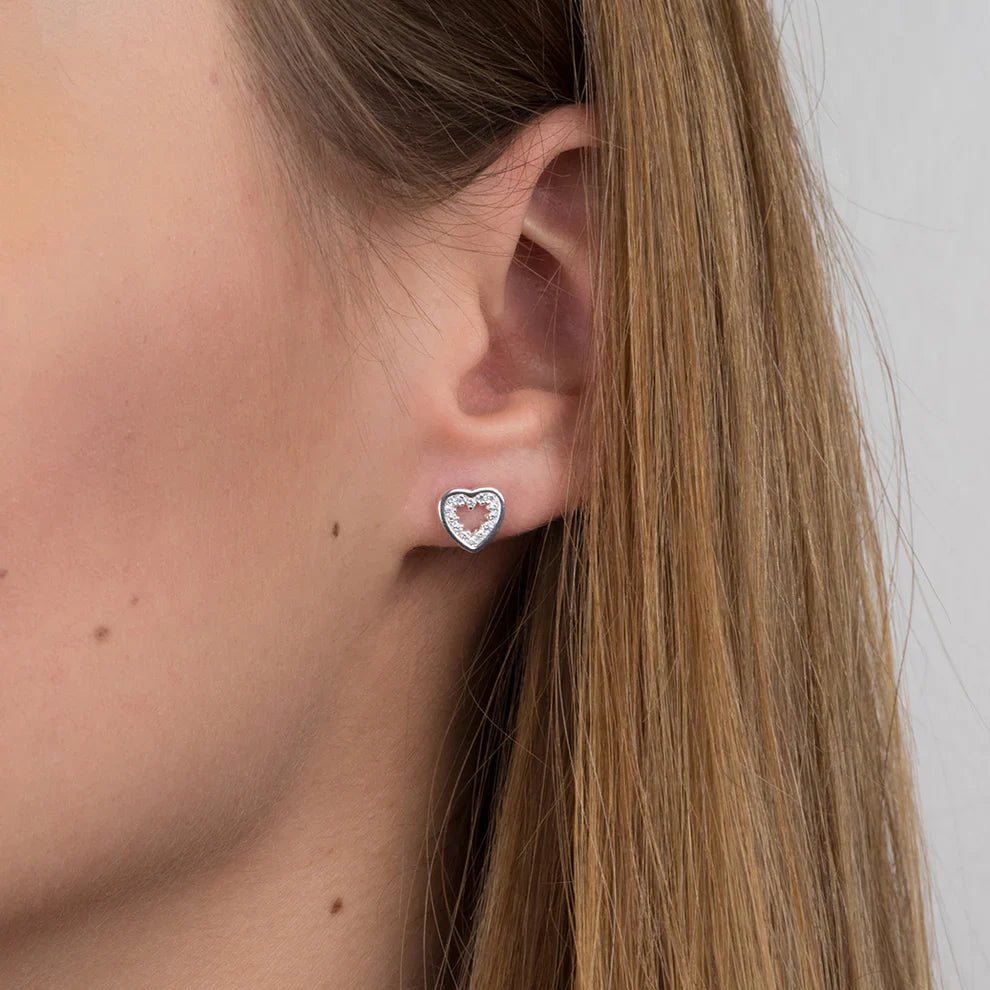 Cubic Zirconia Heart Outline Earrings - Popular trends empire
