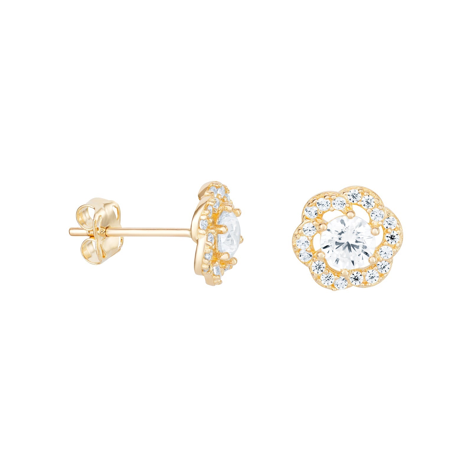 Cubic Zirconia Hexagon Stud Earrings - Popular trends empire
