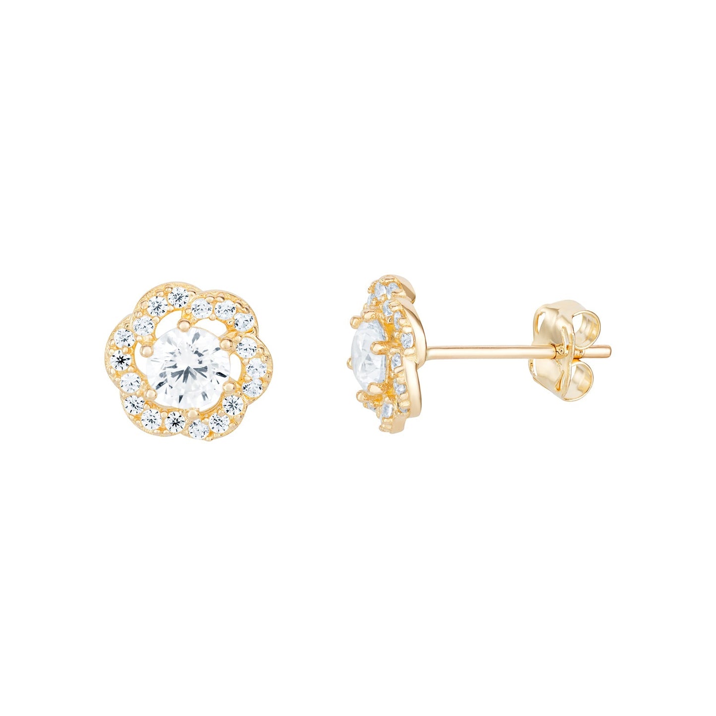 Cubic Zirconia Hexagon Stud Earrings - Popular trends empire
