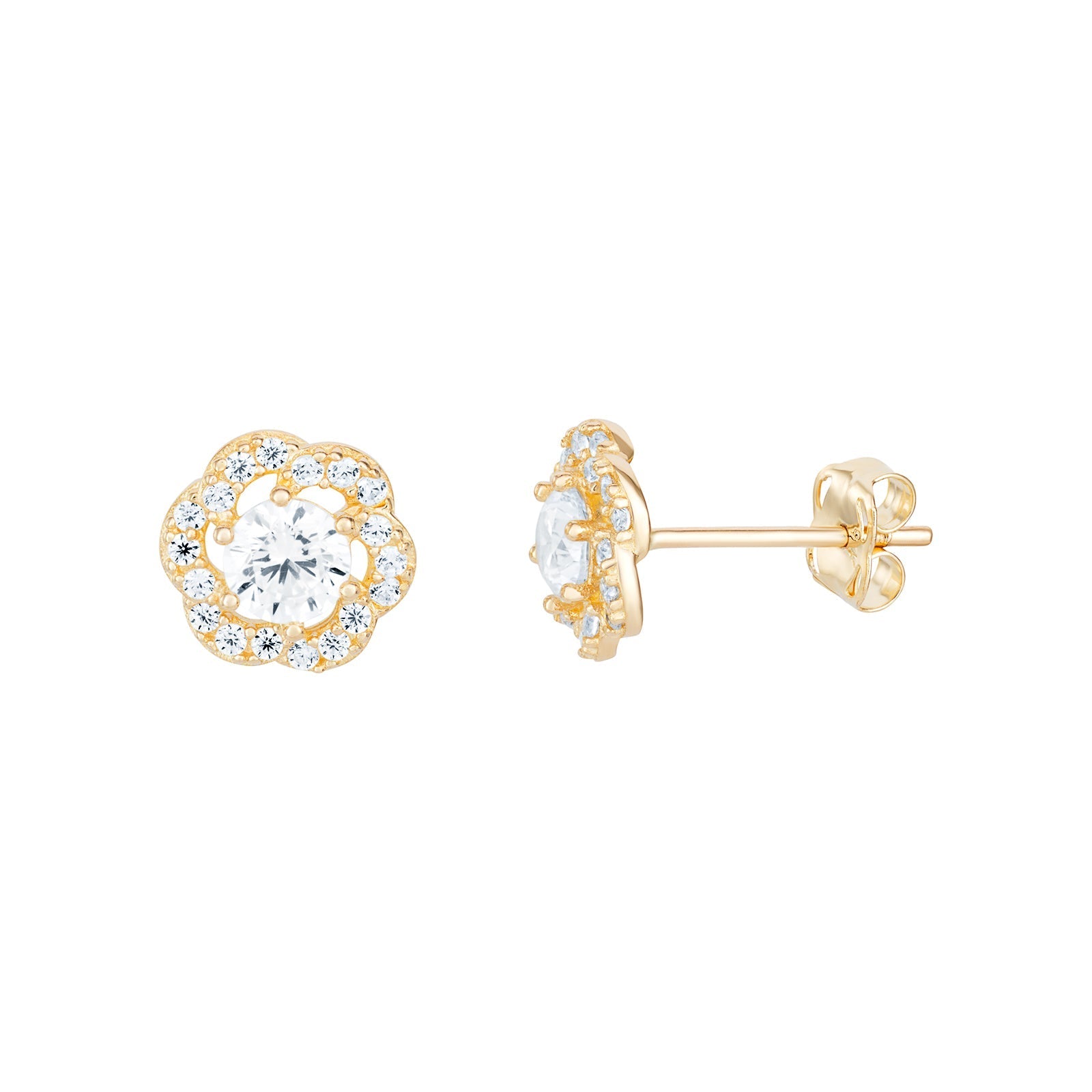 Cubic Zirconia Hexagon Stud Earrings - Popular trends empire