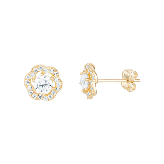 Cubic Zirconia Hexagon Stud Earrings - Popular trends empire