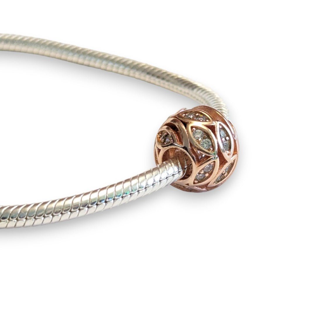 Cubic Zirconia Leaf Bead Charm - Popular trends empire