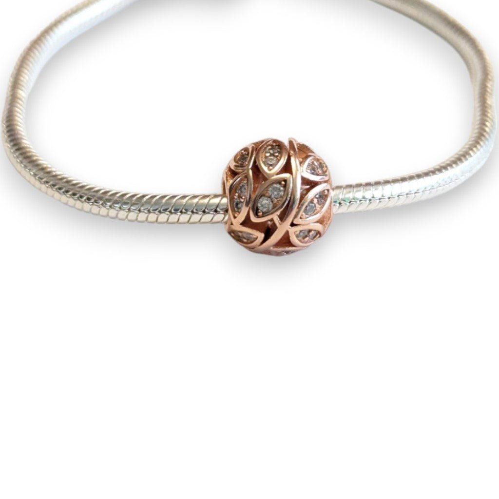 Cubic Zirconia Leaf Bead Charm - Popular trends empire