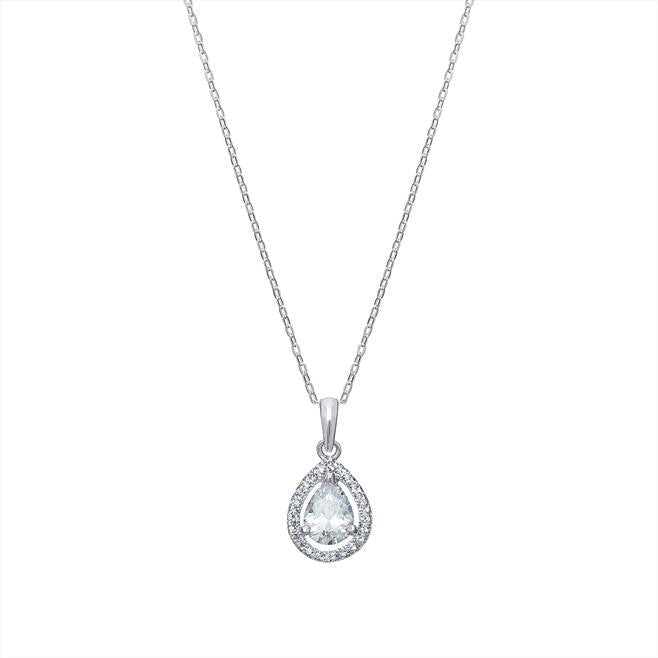 Cubic Zirconia Teardrop Pendant Necklace - Popular trends empire