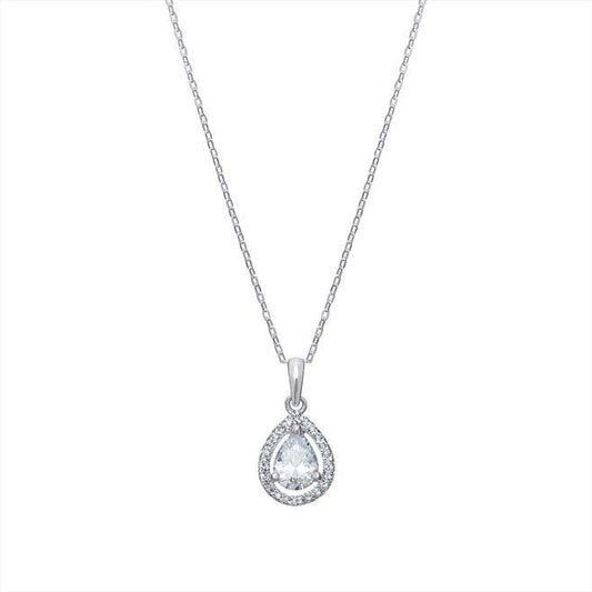 Cubic Zirconia Teardrop Pendant Necklace - Popular trends empire