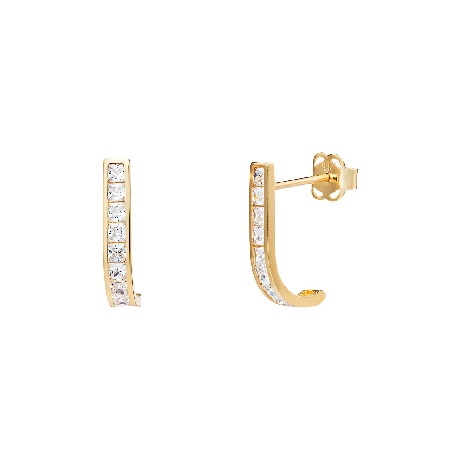 Curved Cubic Zirconia Earrings - Popular trends empire