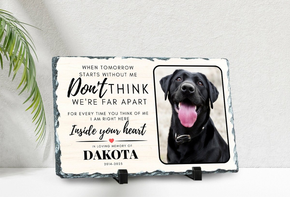 Custom Pet Memorial – Personalised Dog Photo Plaque on Natural Slate Rock Frame - Popular trends empire