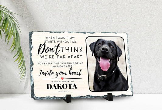 Custom Pet Memorial – Personalised Dog Photo Plaque on Natural Slate Rock Frame - Popular trends empire