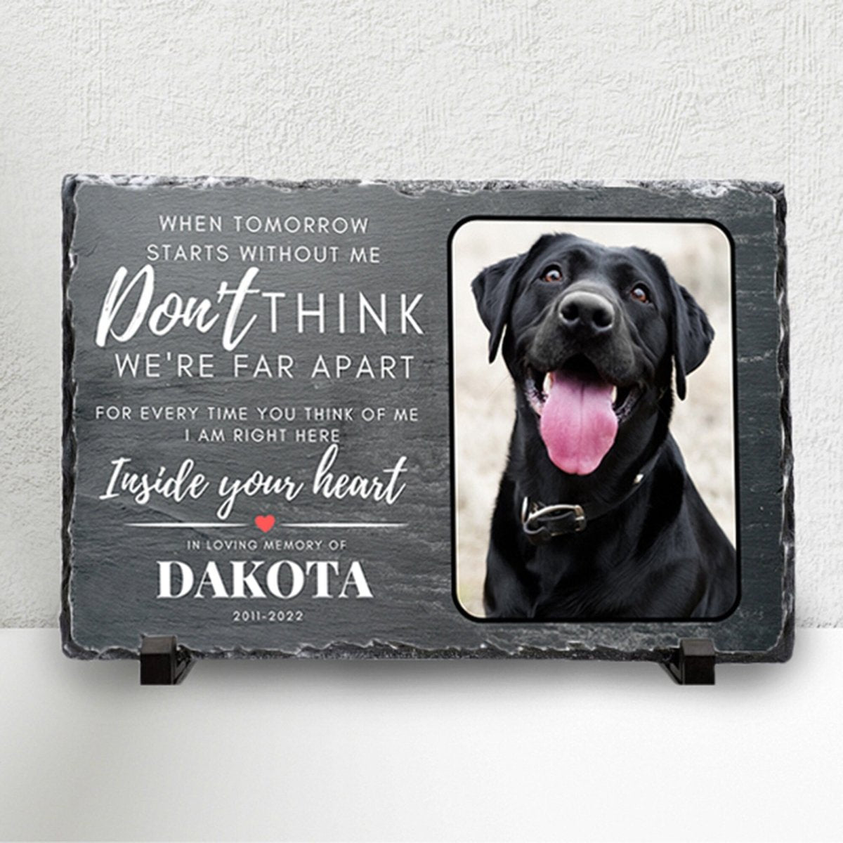Custom Pet Memorial – Personalised Dog Photo Plaque on Natural Slate Rock Frame - Popular trends empire