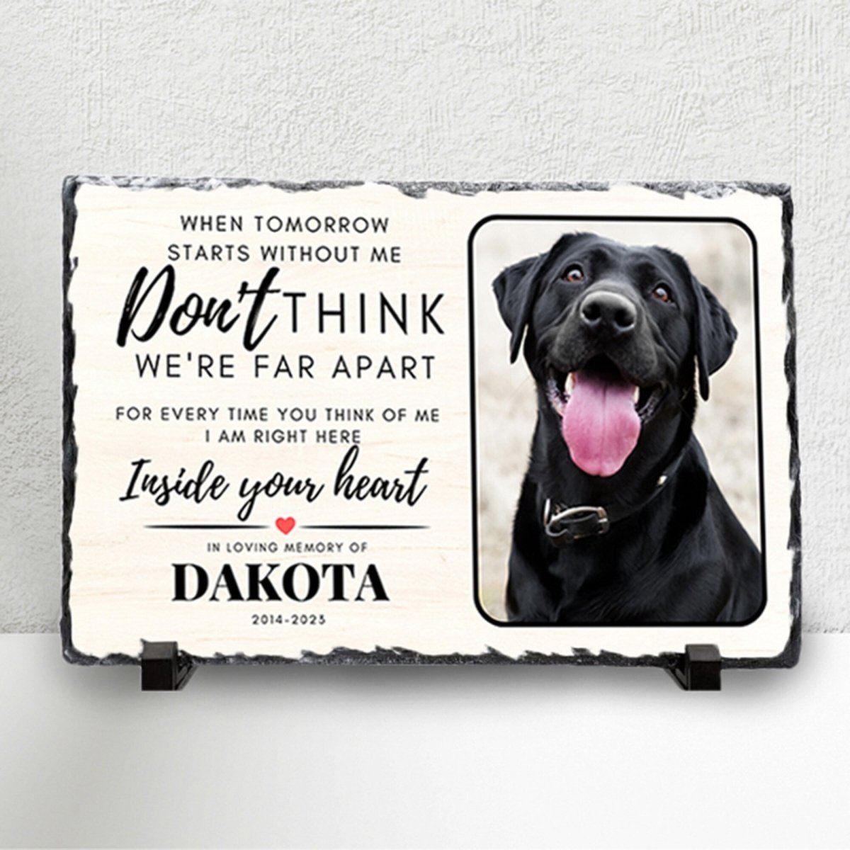 Custom Pet Memorial – Personalised Dog Photo Plaque on Natural Slate Rock Frame - Popular trends empire