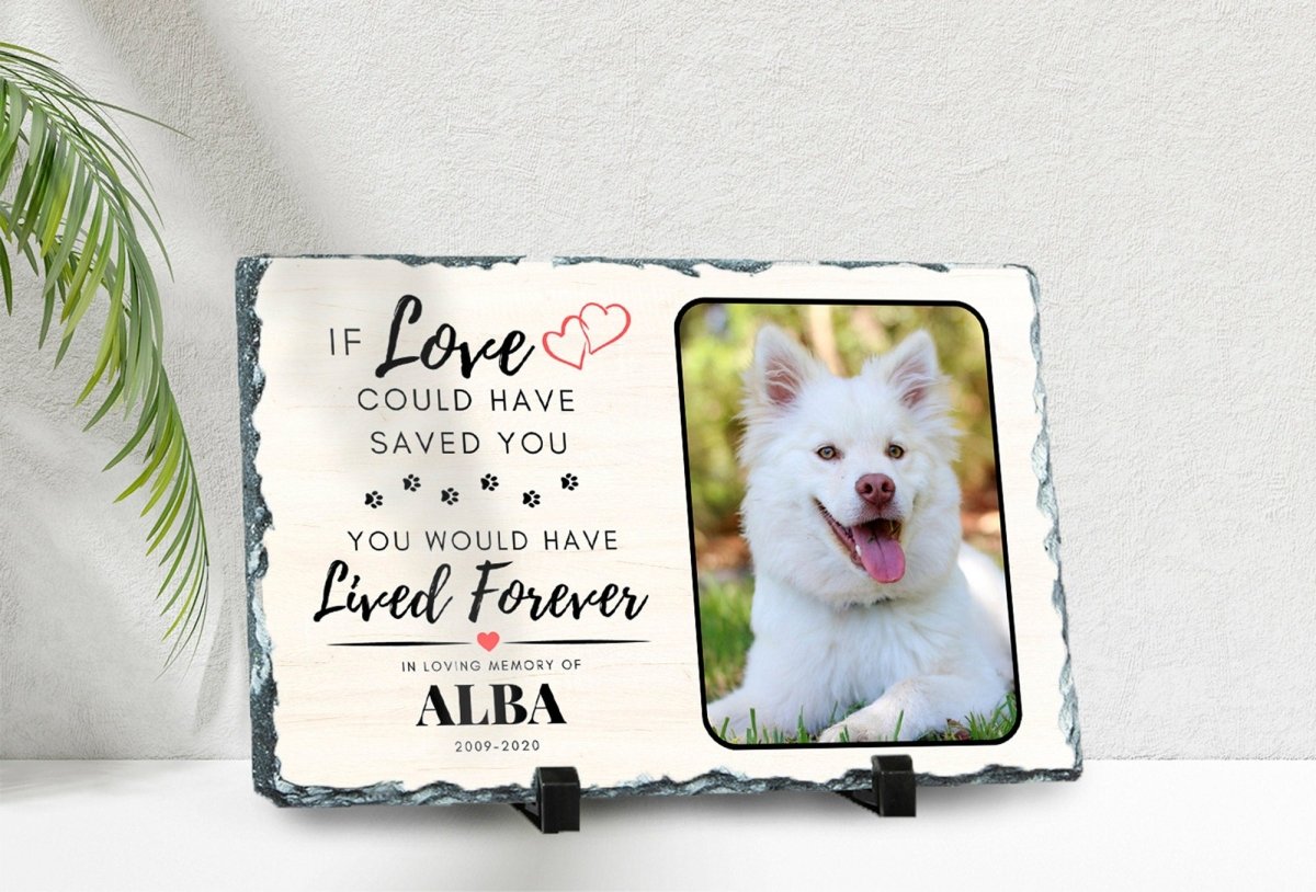 Custom Pet Memorial - Personalised Pet Plaque on Natural Slate | Dog Memorial Photo Frame - Popular trends empire