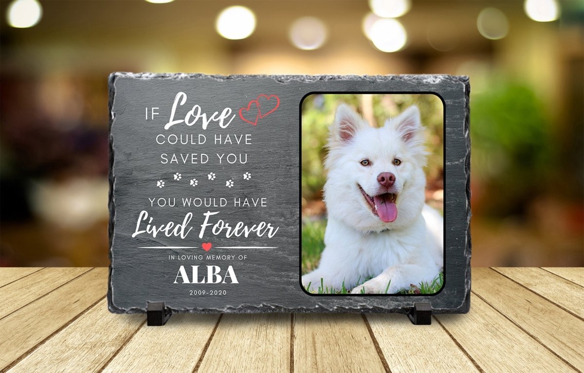 Custom Pet Memorial - Personalised Pet Plaque on Natural Slate | Dog Memorial Photo Frame - Popular trends empire