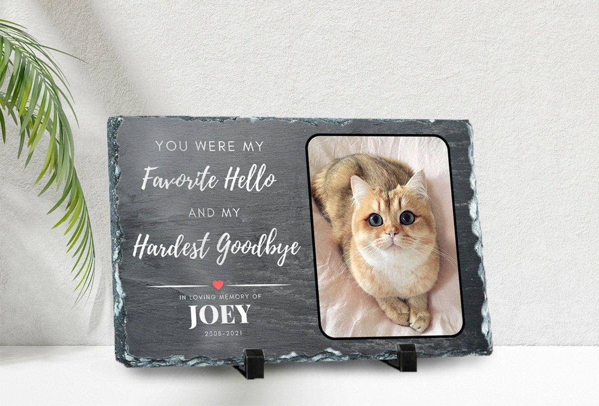 Custom Pet Memorial - Personalised Pet Plaque on Natural Slate | Engraved Rock Tribute - Popular trends empire