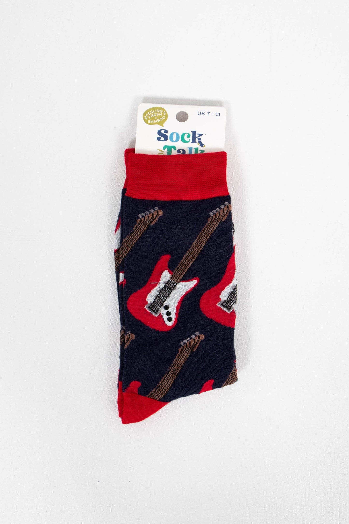 Men's Bamboo Socks- Blue/Red, Guitars