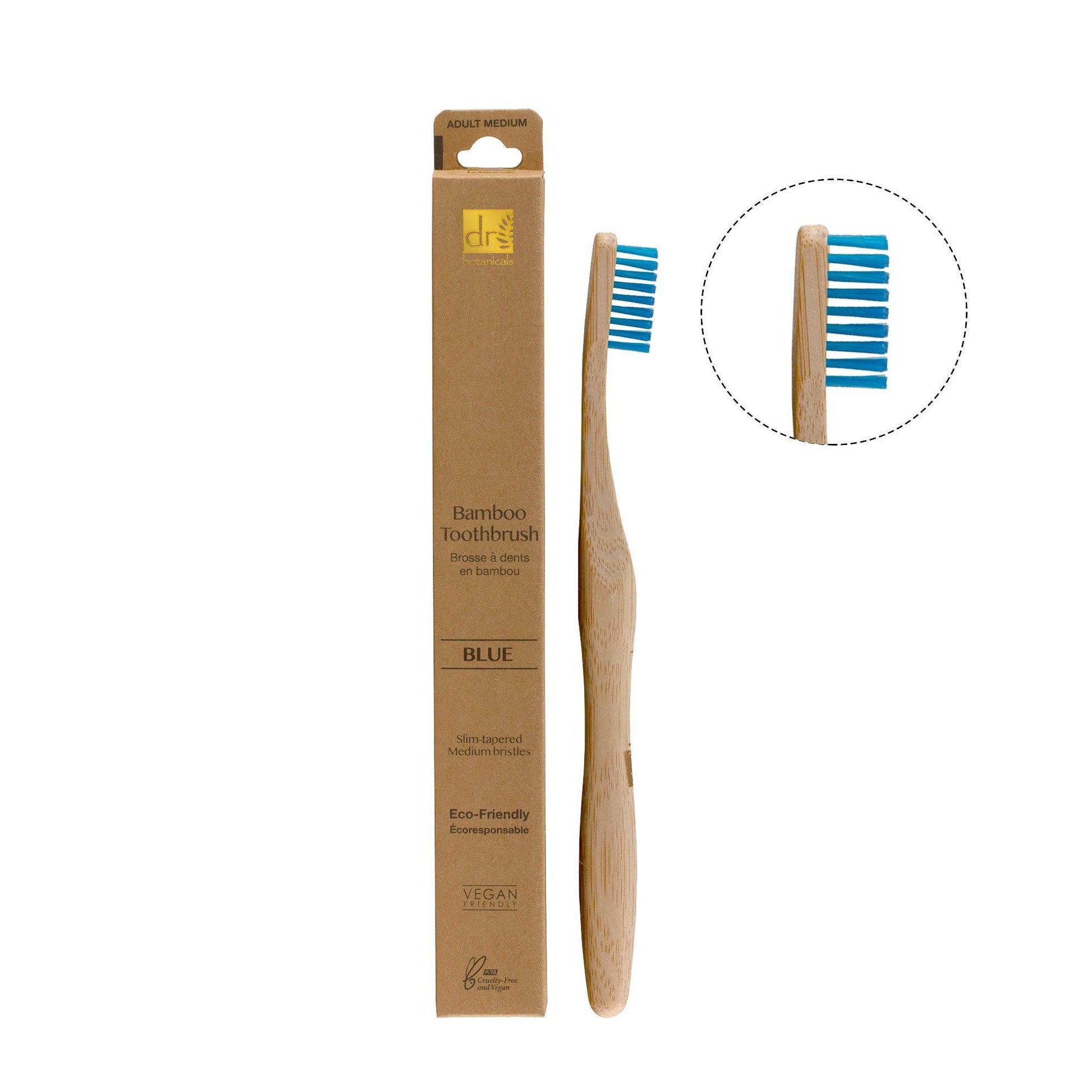 Dr Botanicals Bamboo Toothbrush Blue Twin Value Savings Pack - Popular trends empire