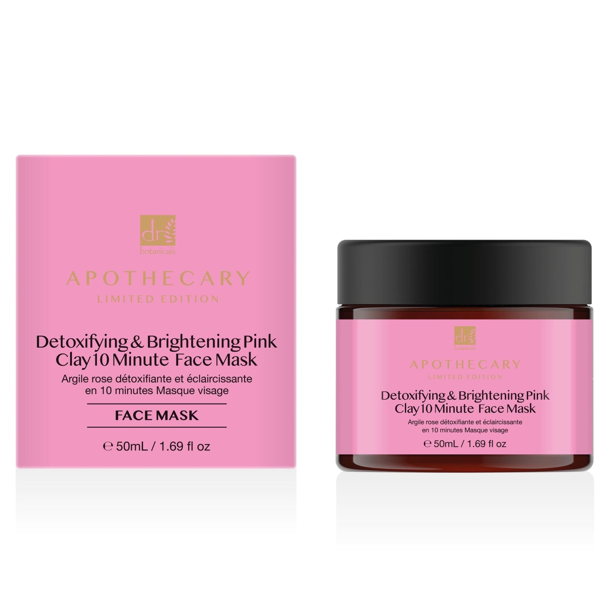 Dr Botanicals Detoxifying & Brightening Pink Clay 10 Minute Face Mask 50ml Twin Value Savings Pack - Popular trends empire