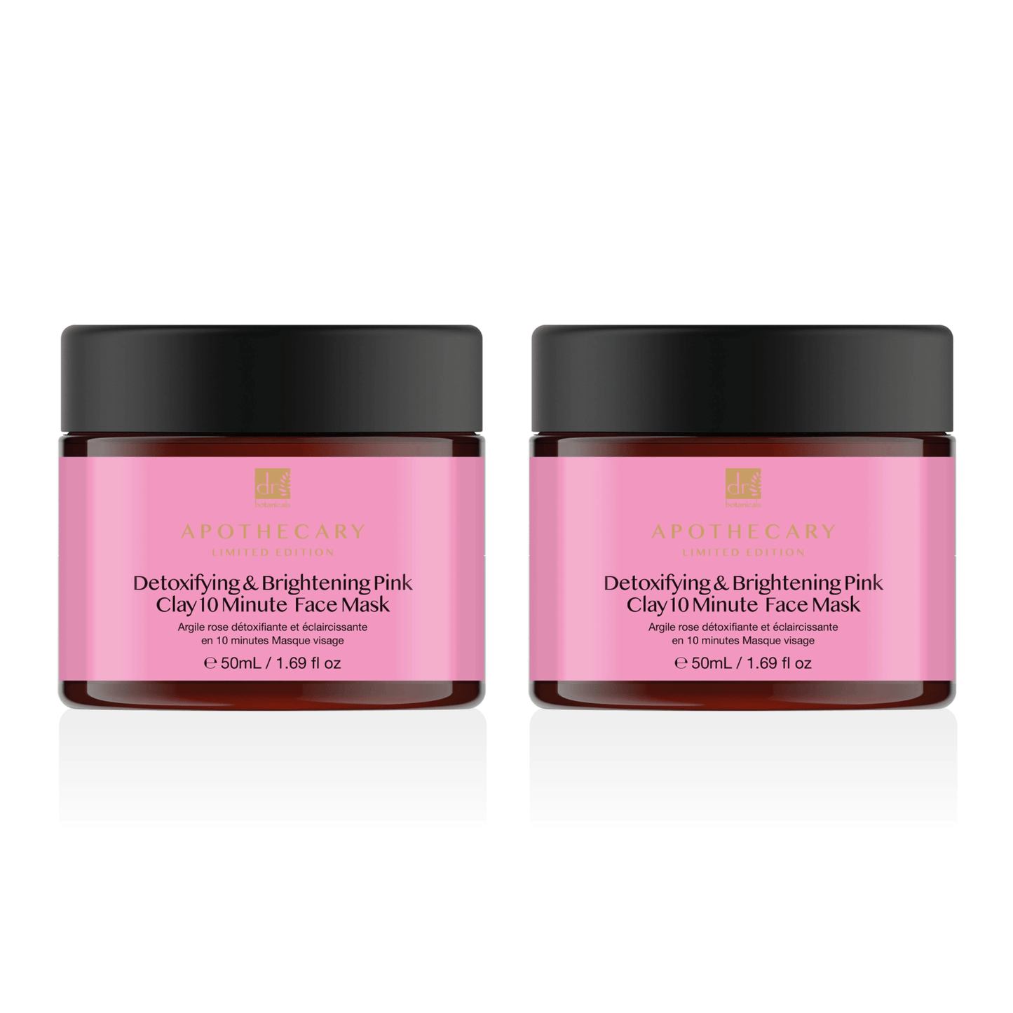 Dr Botanicals Detoxifying & Brightening Pink Clay 10 Minute Face Mask 50ml Twin Value Savings Pack - Popular trends empire