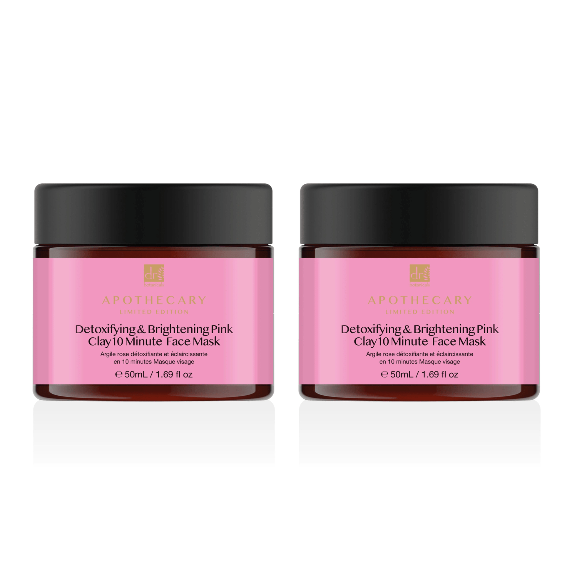 Dr Botanicals Detoxifying & Brightening Pink Clay 10 Minute Face Mask 50ml Twin Value Savings Pack - Popular trends empire