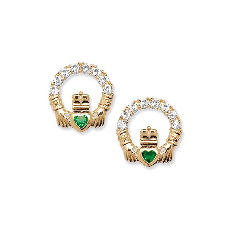 Emerald Cubic Zirconia Claddagh Earrings - Popular trends empire