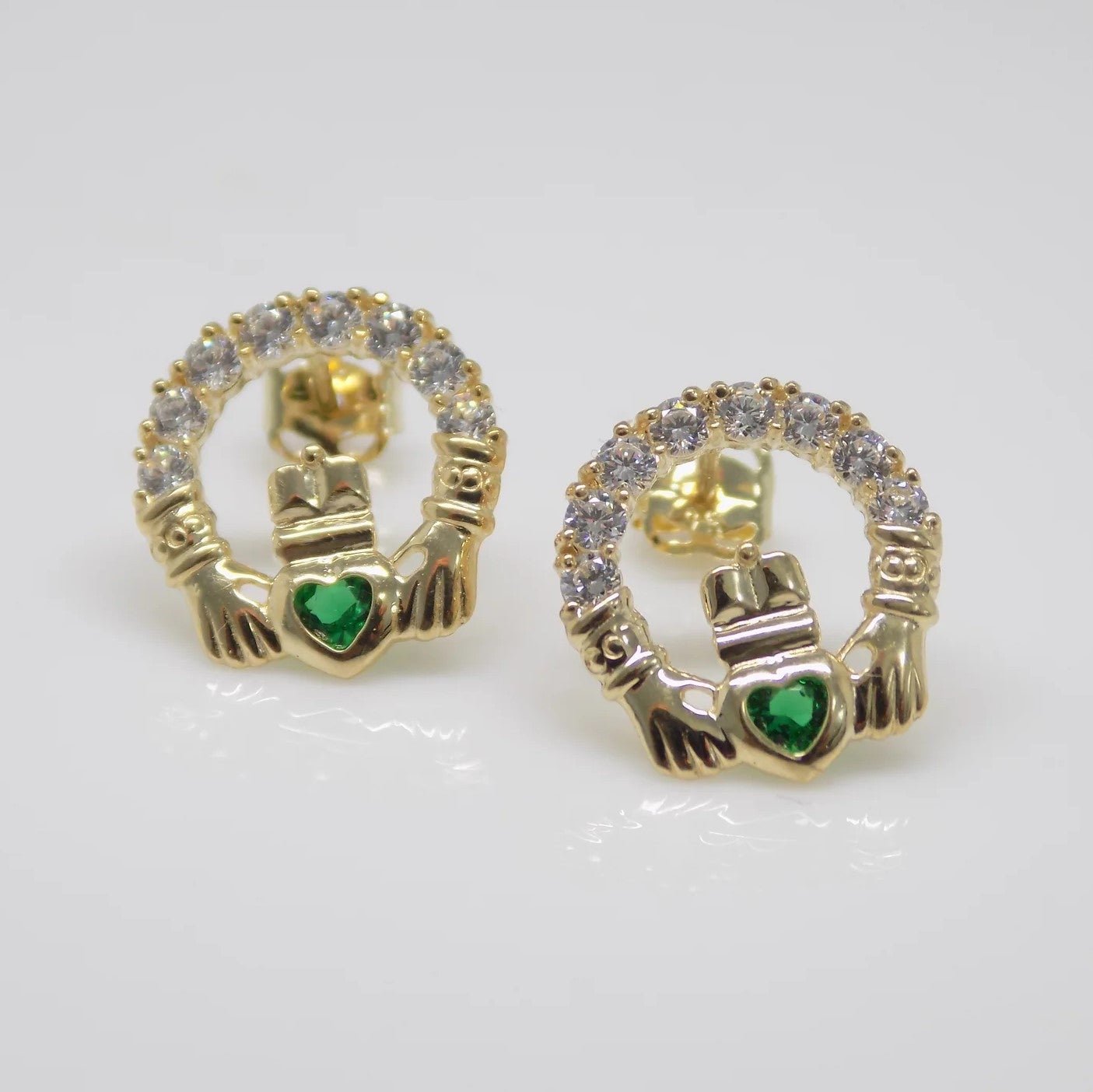 Emerald Cubic Zirconia Claddagh Earrings - Popular trends empire