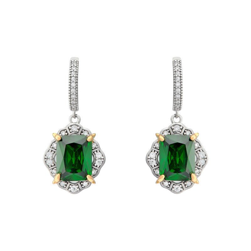 Emerald Cubic Zirconia Drop Earrings - Popular trends empire