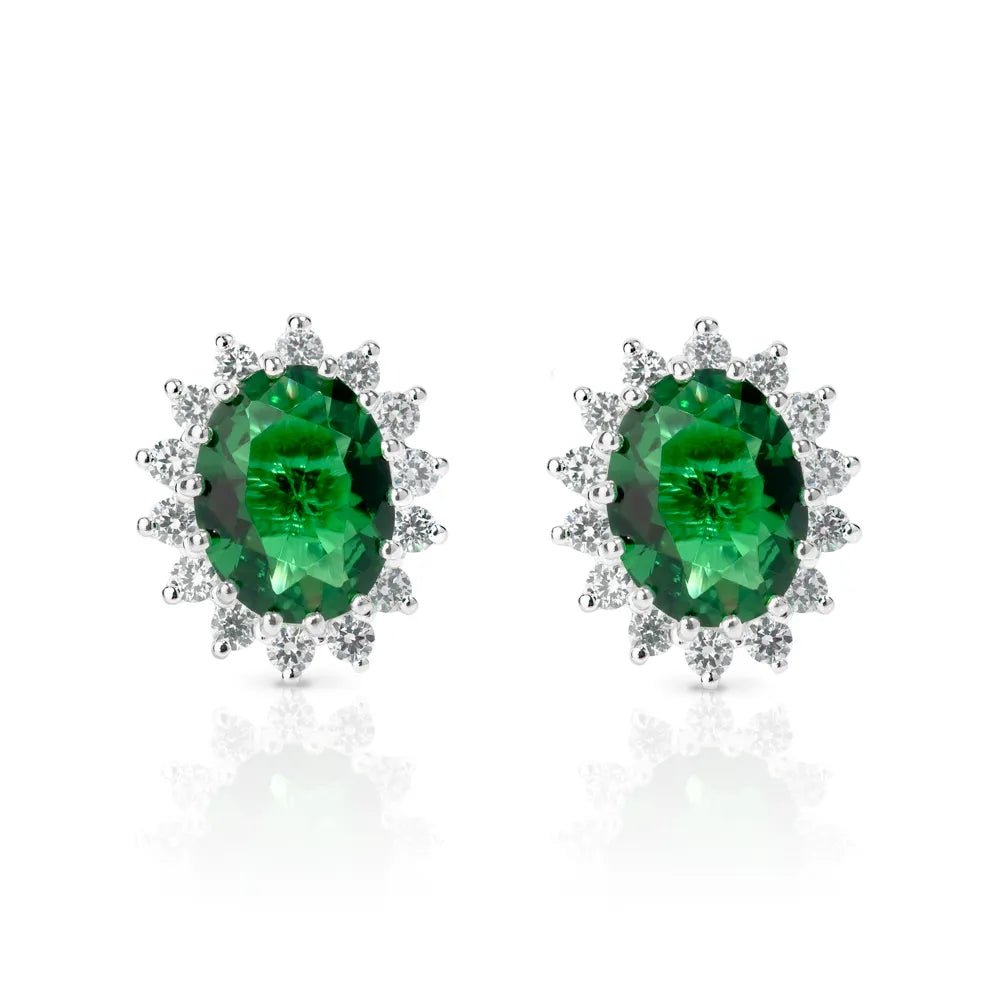 Emerald Cubic Zirconia Flower Earrings - Popular trends empire