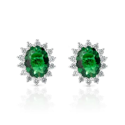 Emerald Cubic Zirconia Flower Earrings - Popular trends empire