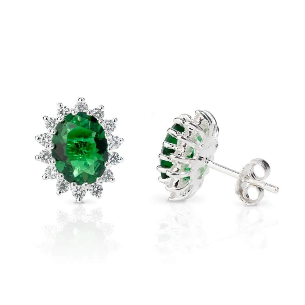 Emerald Cubic Zirconia Flower Earrings - Popular trends empire
