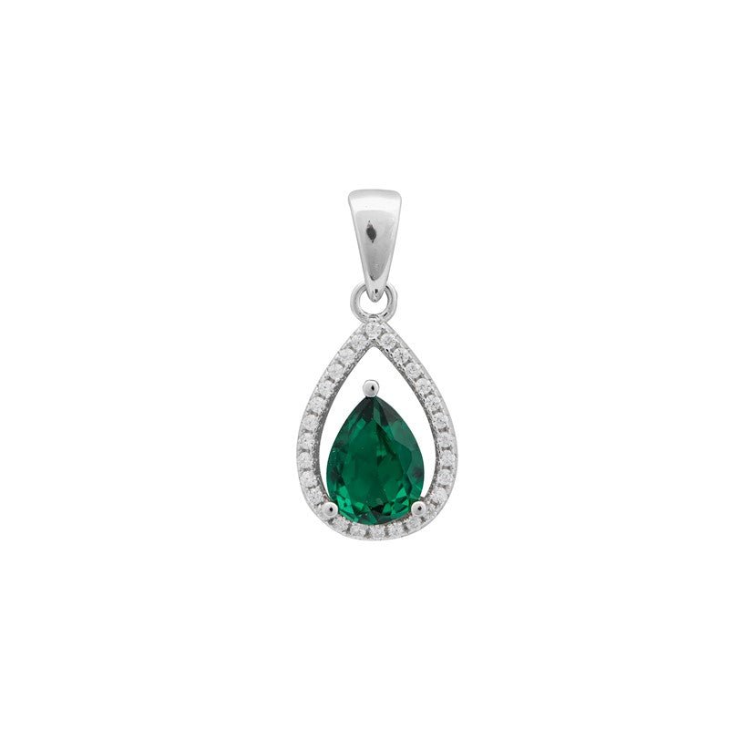 Emerald Cubic Zirconia Teardrop Necklace - Popular trends empire