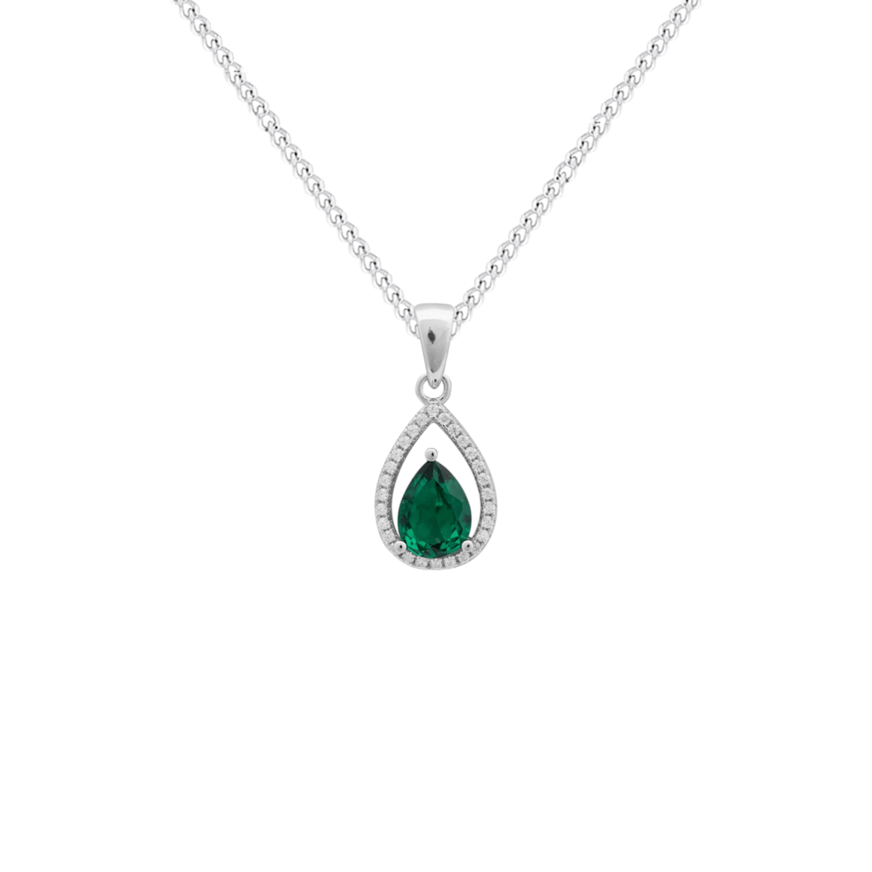 Emerald Cubic Zirconia Teardrop Necklace - Popular trends empire