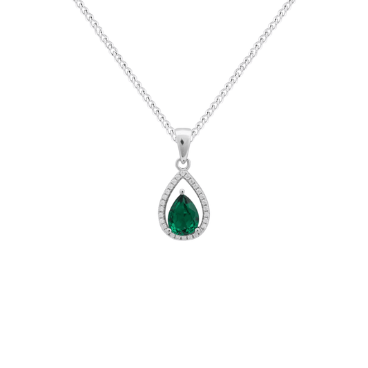 Emerald Cubic Zirconia Teardrop Necklace - Popular trends empire