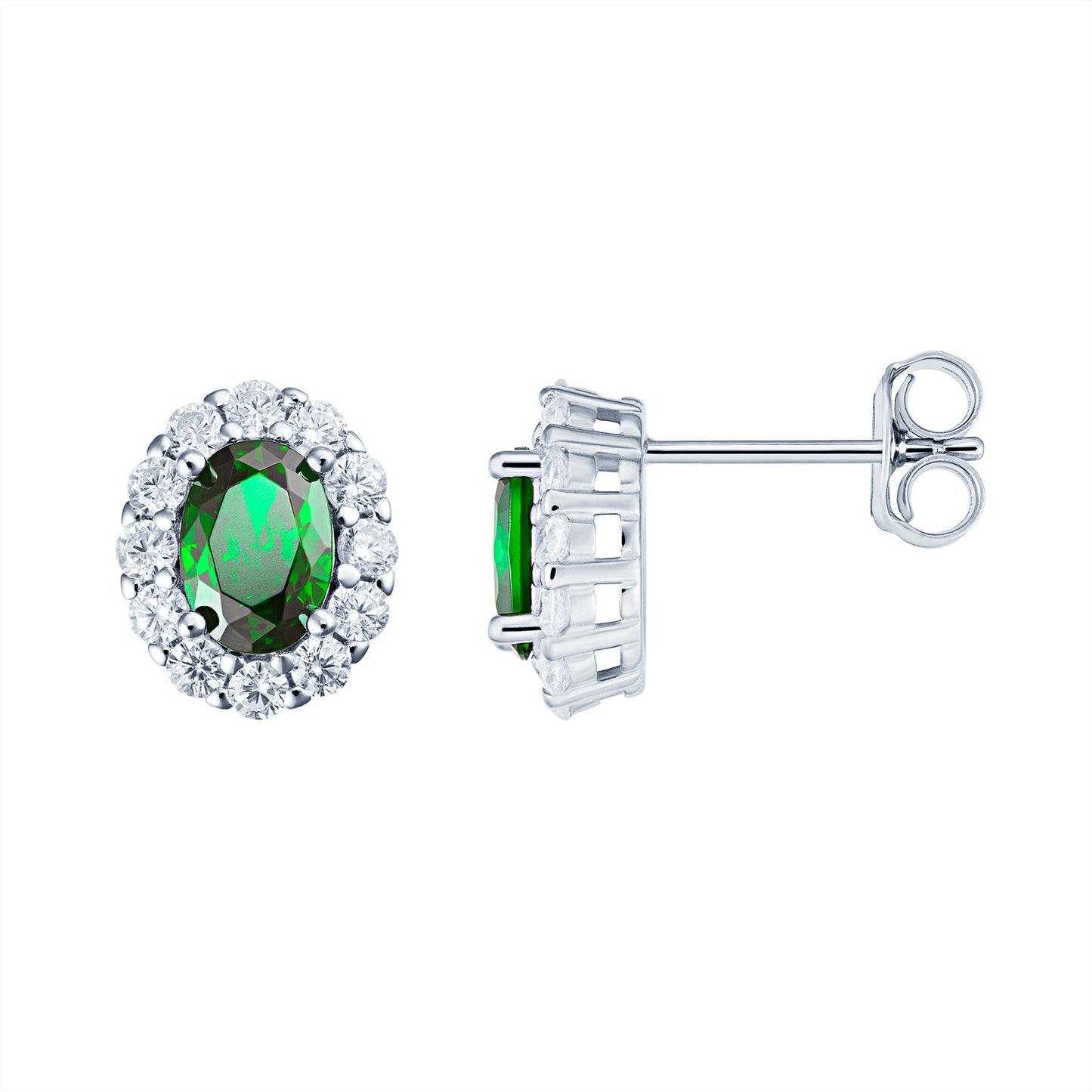 Emerald Oval Halo Earrings - Popular trends empire