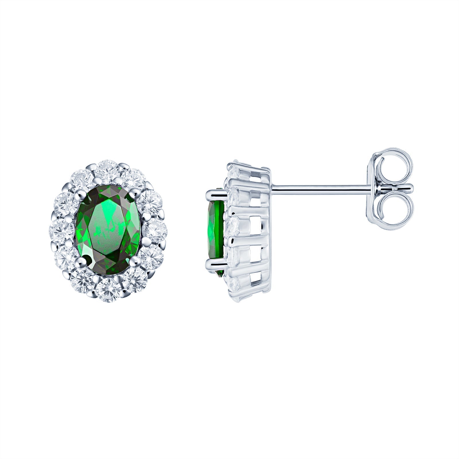 Emerald Oval Halo Earrings - Popular trends empire