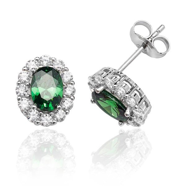 Emerald Oval Halo Earrings - Popular trends empire