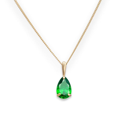 Emerald Pear Pendant Necklace - Popular trends empire