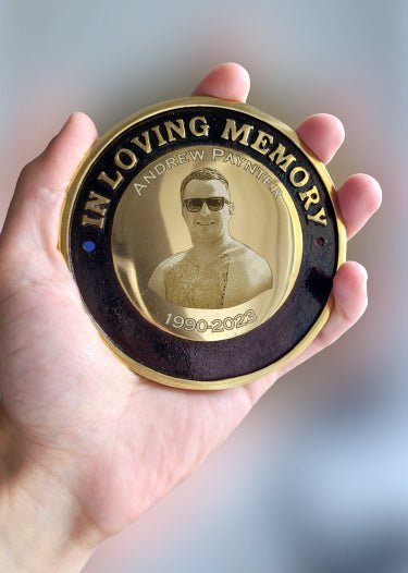 Engraved Brass Bench Plate - Custom Memorial Plaque | Personalised Photo Tribute - Popular trends empire