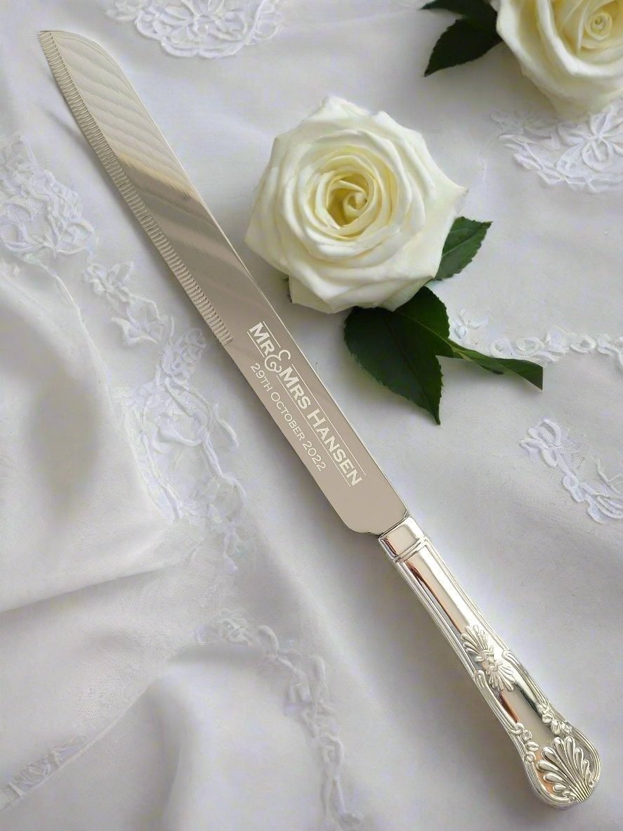 Engraved Cake Knife – Personalised Wedding Cake Knife in Presentation Box - Popular trends empire