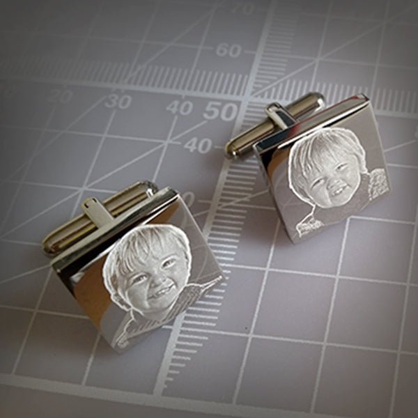 Engraved Cufflinks – Custom Photo Wedding Gift with Chrome Case for Men - Popular trends empire