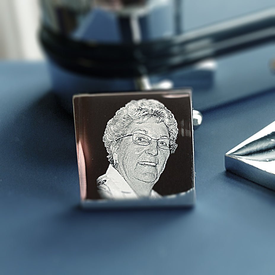 Engraved Cufflinks – Custom Photo Wedding Gift with Chrome Case for Men - Popular trends empire