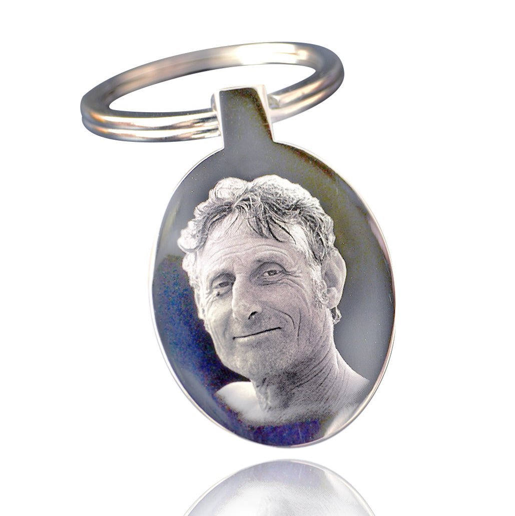 Engraved Photo Keychain – Stainless Steel Double - Sided Metal Keyring Gift - Popular trends empire