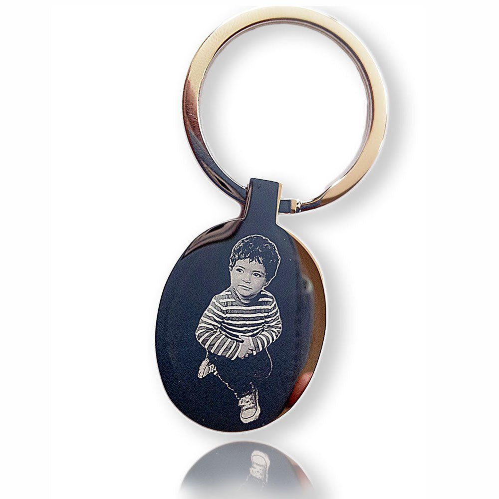 Engraved Photo Keychain – Stainless Steel Double - Sided Metal Keyring Gift - Popular trends empire