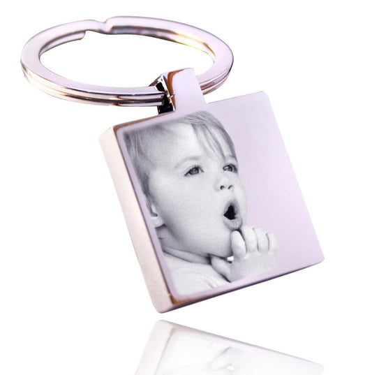 Engraved Square Keychain – Custom Photo Keyring With Mirror Finish & Velvet Pouch - Popular trends empire