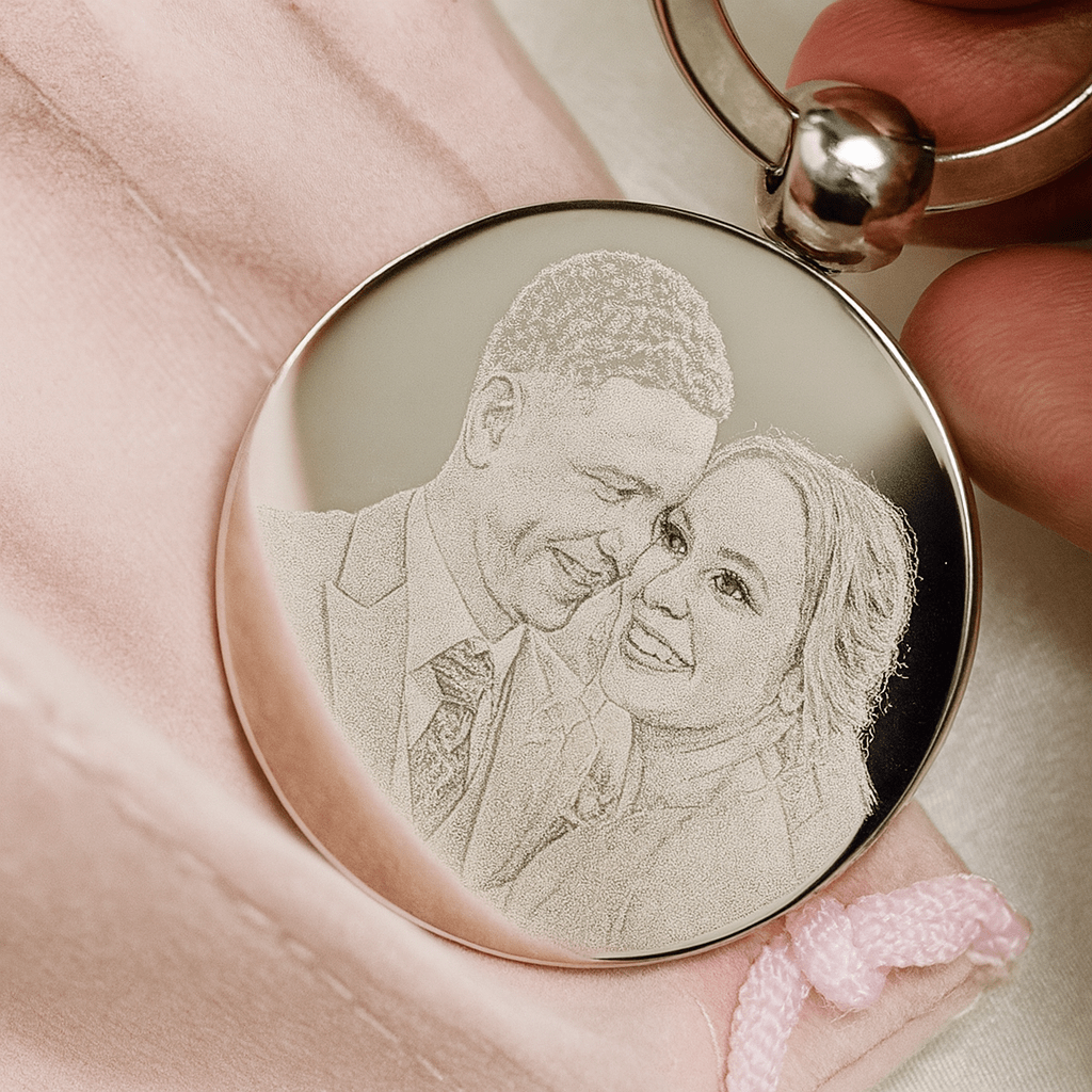 Engraved Stainless Steel Keyring – Custom Photo Keepsake With Double Sided Engraving - Popular trends empire