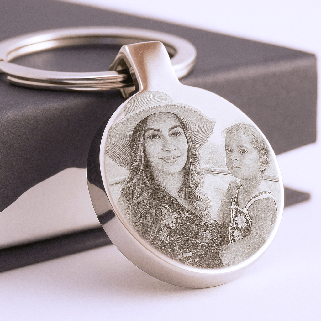 Engraved Stainless Steel Keyring – Custom Photo Keepsake With Double Sided Engraving - Popular trends empire