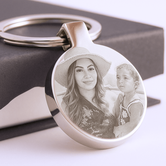 Engraved Stainless Steel Keyring – Custom Photo Keepsake With Double Sided Engraving - Popular trends empire